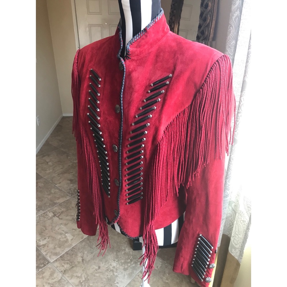ABSOLUTELY GORGEOUS RED SUEDE CRIPPLE CREEK JACKET - Picture 6 of 8